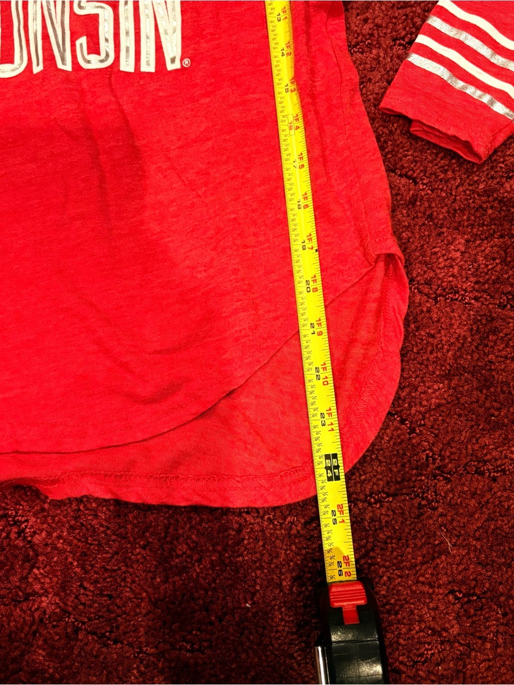 Rivalry Threads Red and Gray Raglan Tee 3/4 Sleeve - Picture 4 of 5